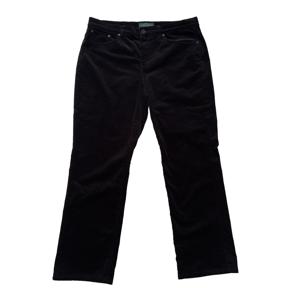 Ralph Lauren Jeans Co Womens 14P Black Velvet Corduroy Pants Straight 90s Grunge